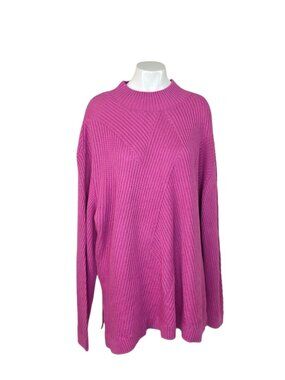 Ophelia Roe Mix Stitch Sweater, Pullover, Pink, Cotton Blend, Plus Size, 3X